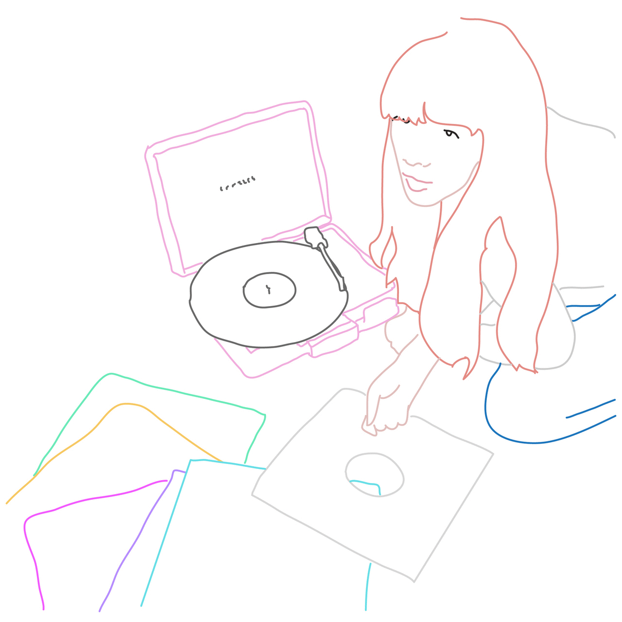 art illustration record player