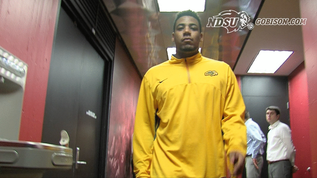 ndsuathletics ndsu basketball horns up malik clements