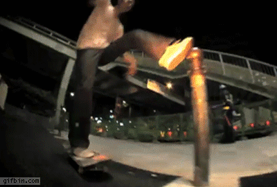 skateboard trick pole