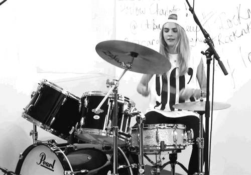 black and white cara delevingne drums