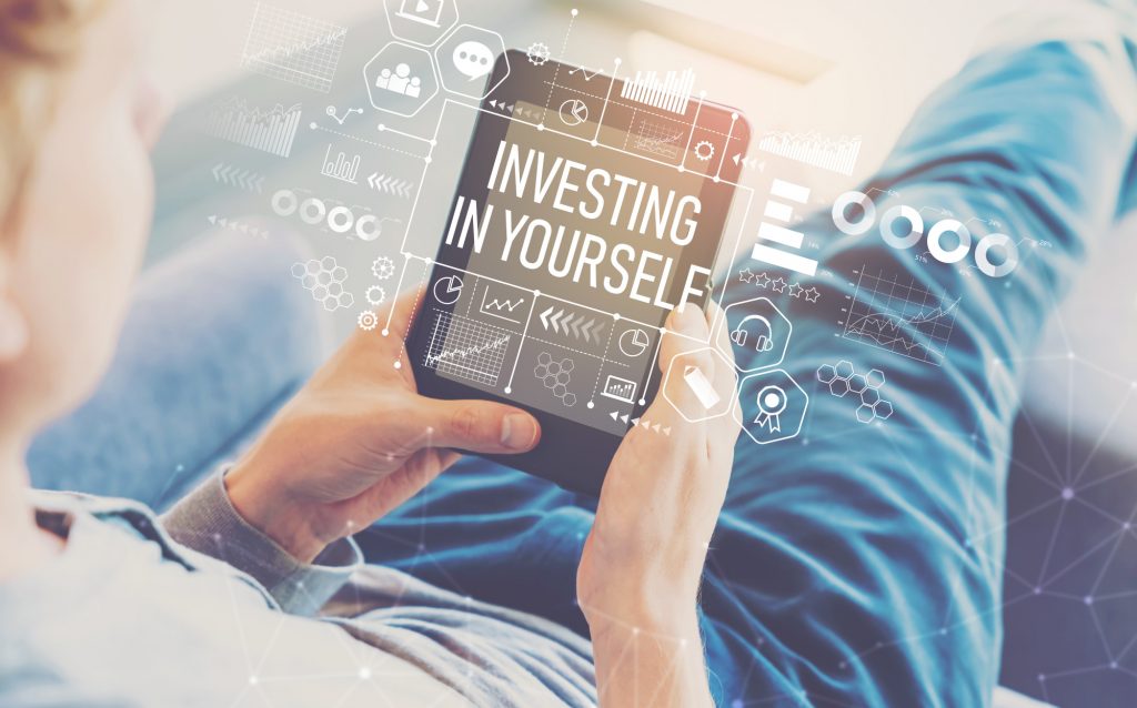 investing in yourself text and graphics