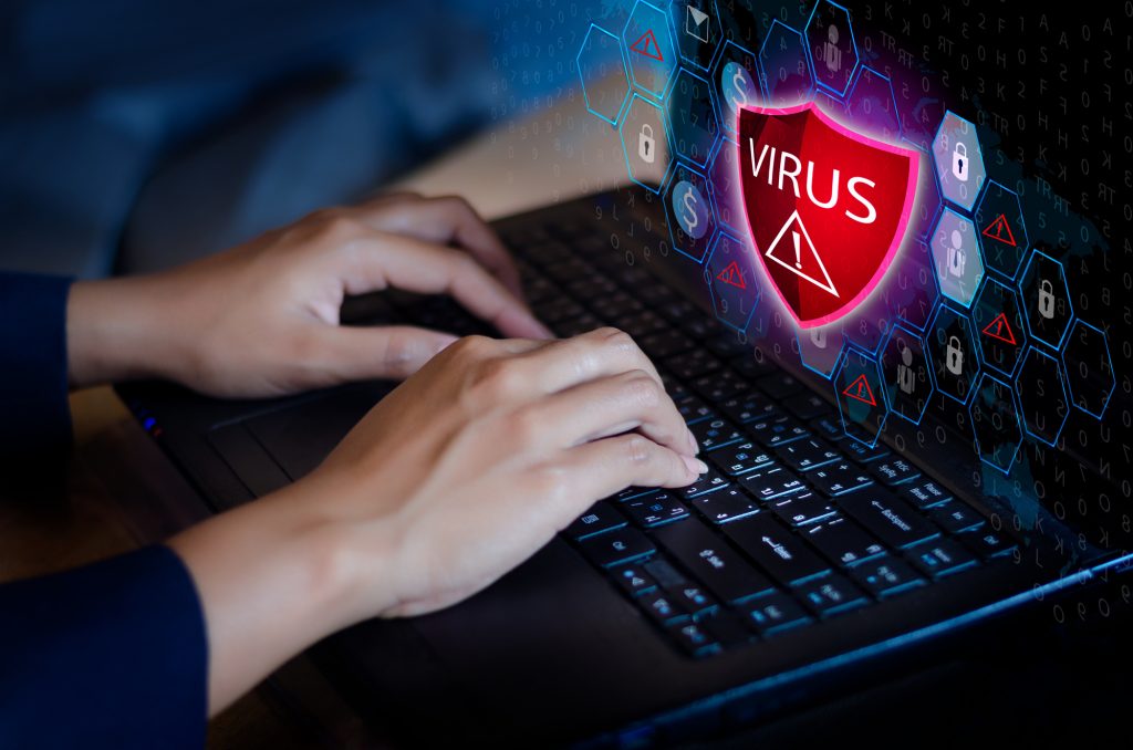 virus graphic on computer